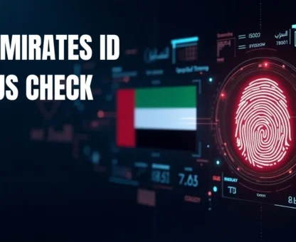 Image of UAE fingerprint scan and digital ID status concept.