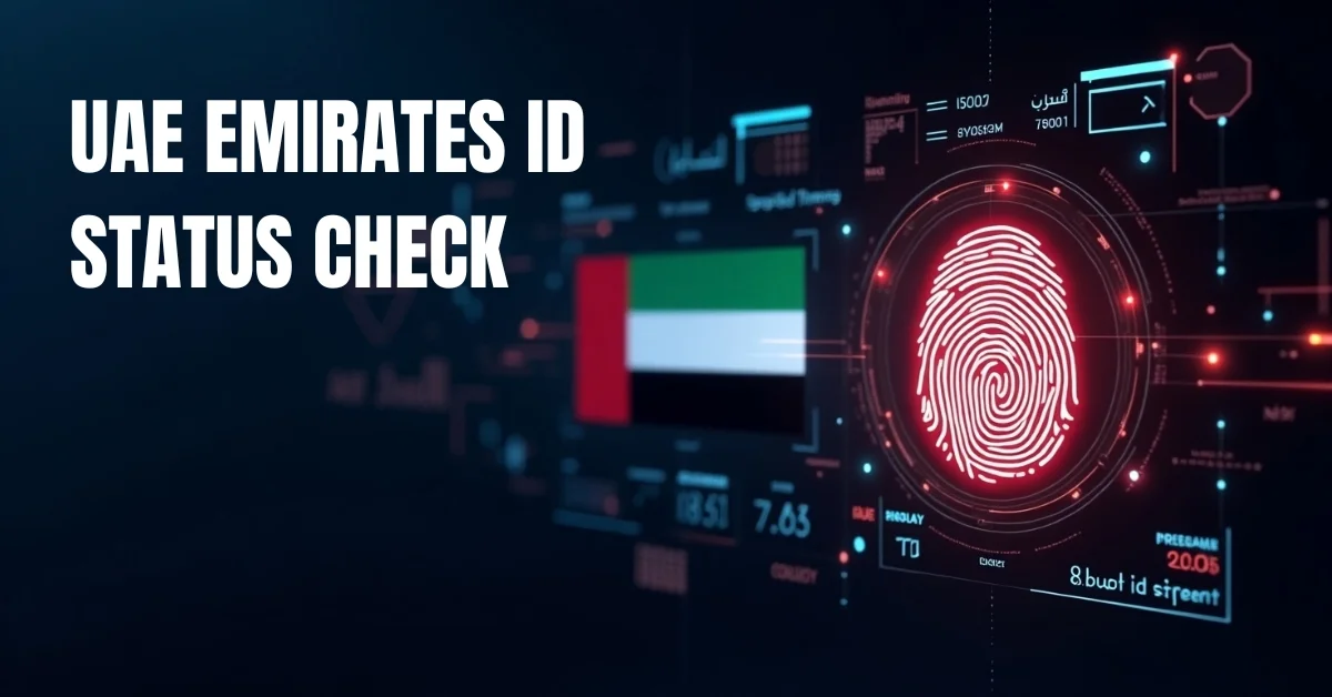Image of UAE fingerprint scan and digital ID status concept.