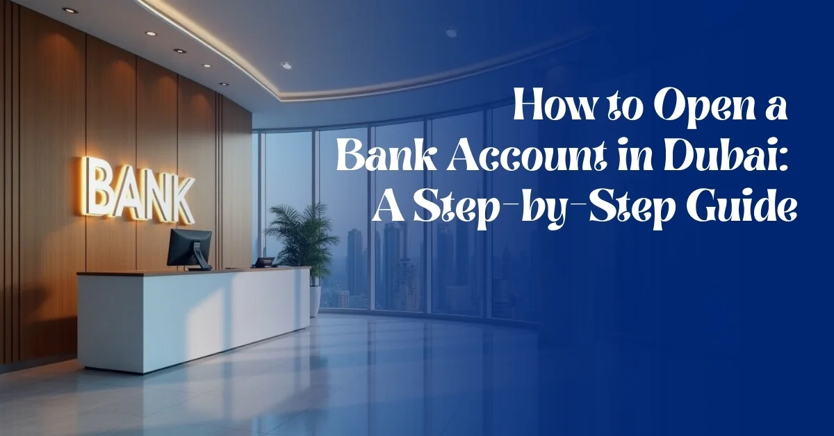 Image of Dubai bank interior with skyline view and guide.