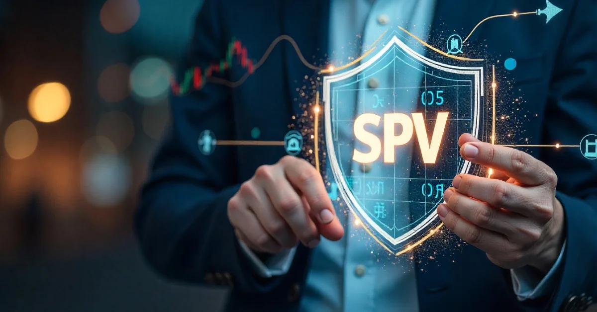 Image of SPV Meaning explained with business structure and finance concept.