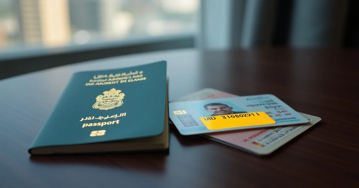 Image of UAE UID Number on visa and Emirates ID.
