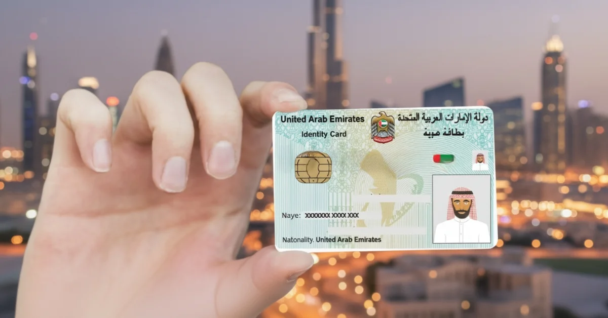 Image of a person holding an Emirates ID card, symbolizing the process of Emirates ID Renewal.
