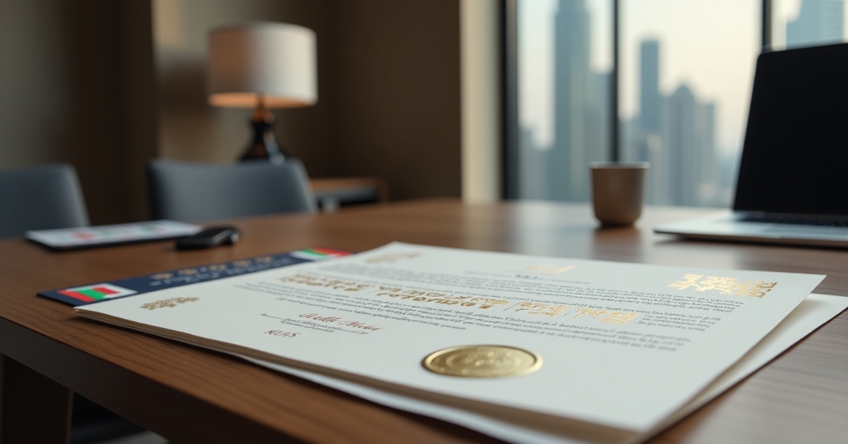 UAE certificate of incorporation document.