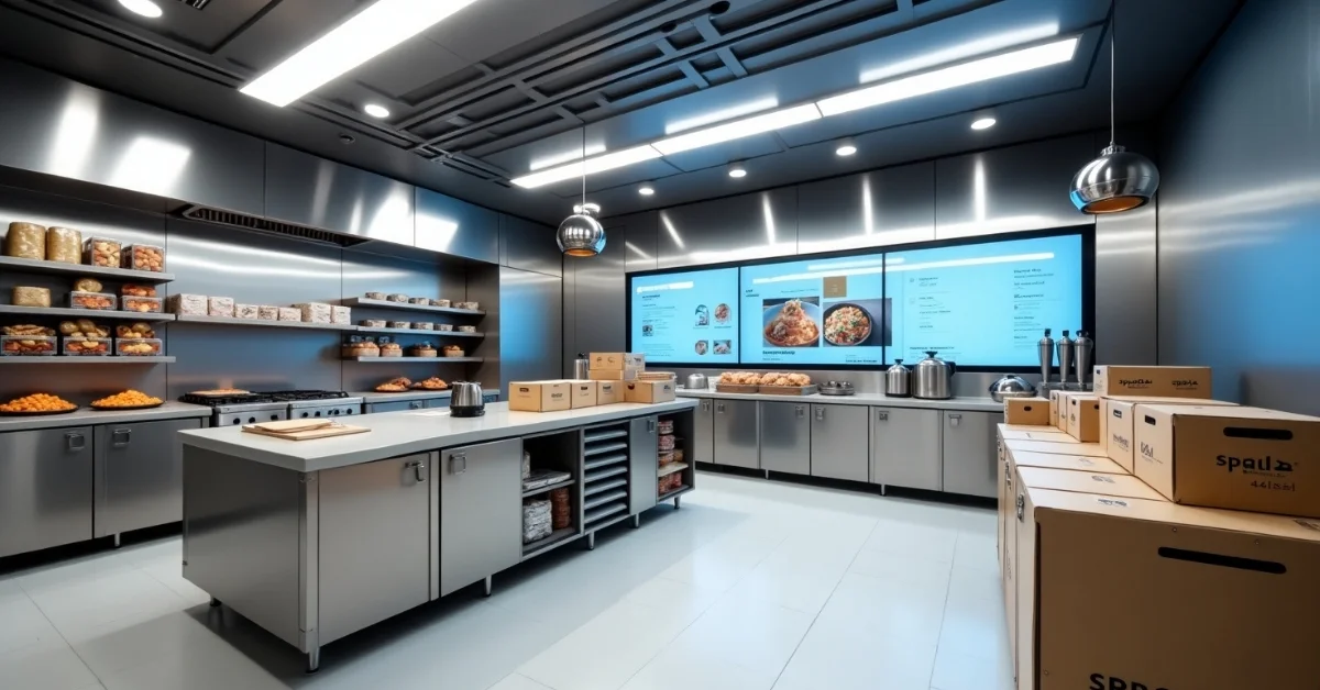 Image of Cloud kitchen Dubai setup with delivery boxes