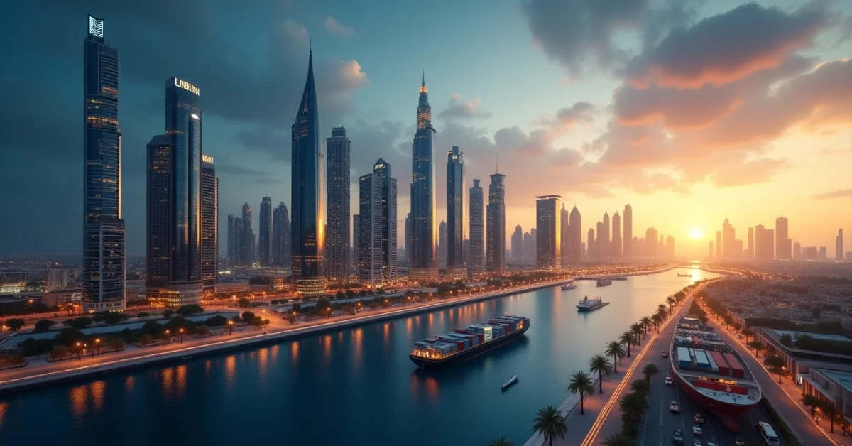 Image of Dubai Offshore Company setup and global business concept