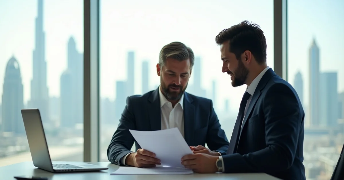 Image of Business consultants reviewing license renewal in Dubai