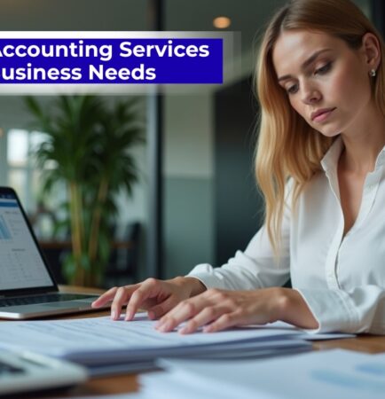 Image of an accountant reviewing financial reports and charts for business accounting services.