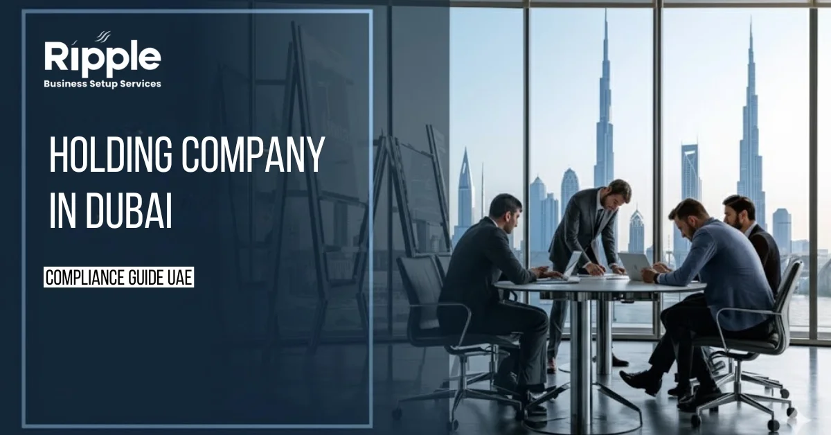 Image of Business executives discussing compliance requirements for holding company in Dubai UAE