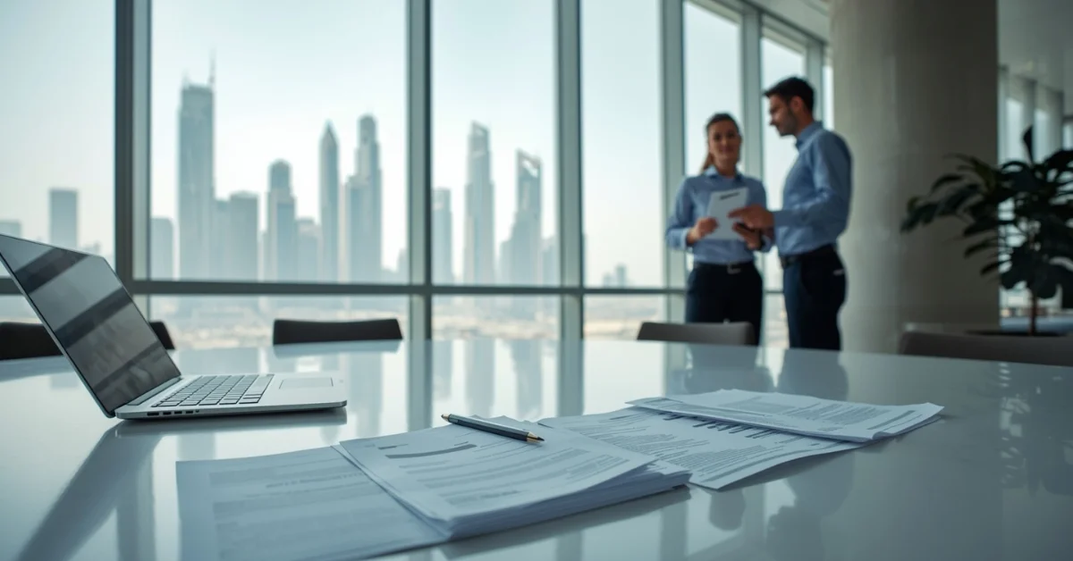 Image of Affordable business registration in Dubai with modern office and city skyline