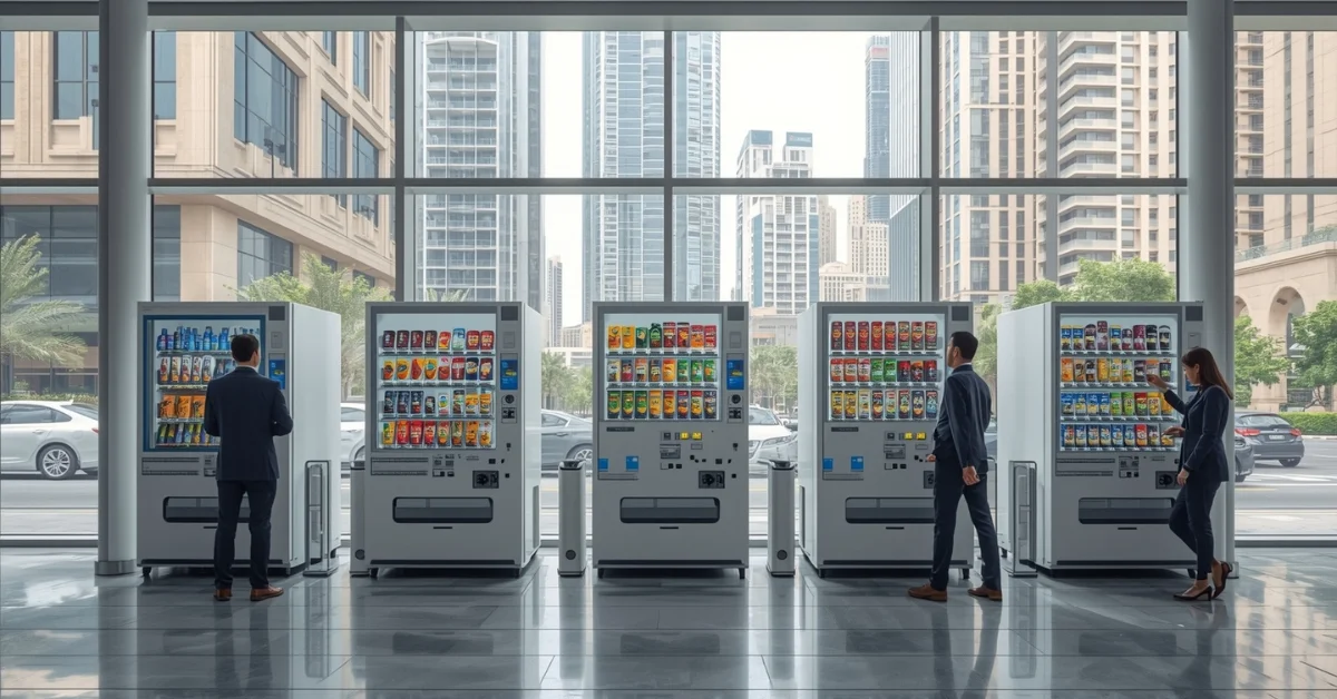 Image of a vending machine business setup in the Dubai office area.