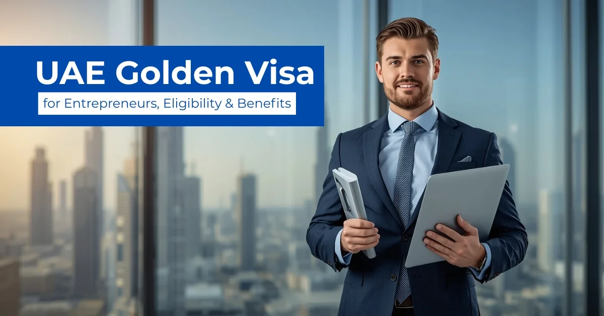 Image of an entrepreneur preparing UAE Golden Visa and business setup in Dubai office