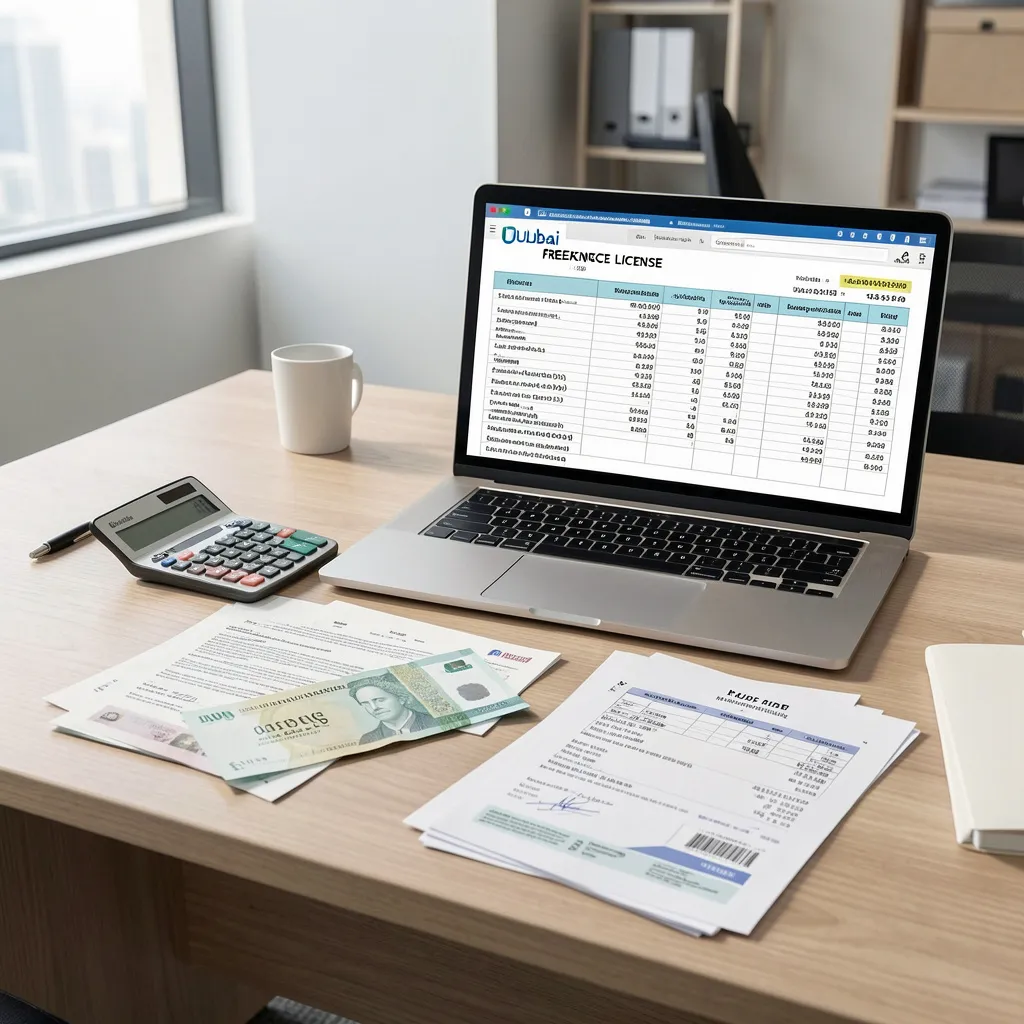 Dubai freelance licence cost breakdown including visa and government fees 2026