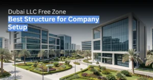 Modern Dubai free zone business park representing structured company formation.