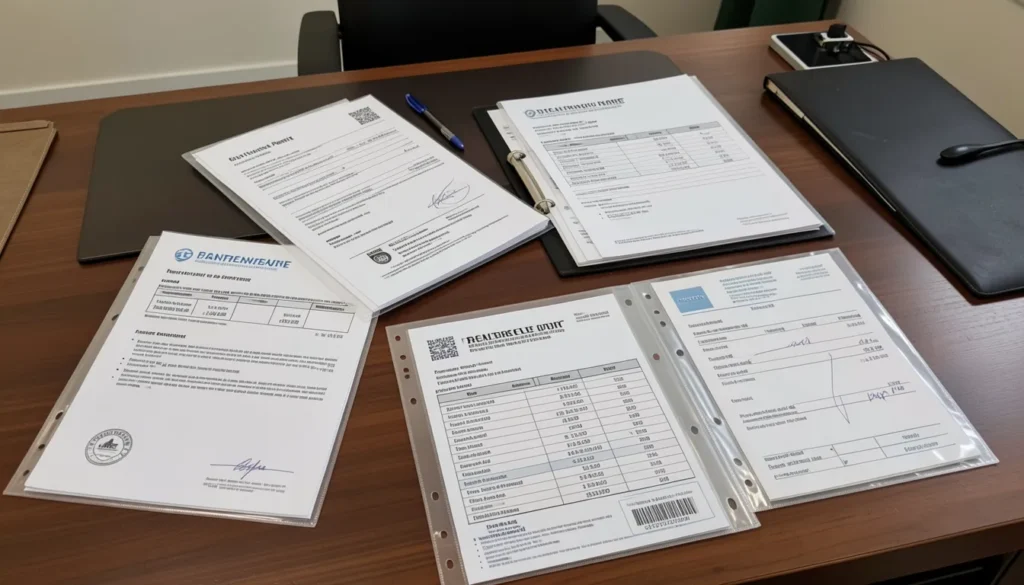 Freelance permit and financial documents prepared for UAE Green Visa application.