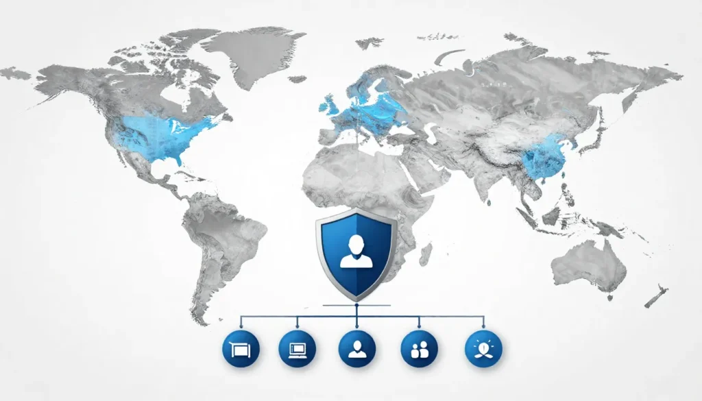 Infographic showing global offshore business structure and asset protection concept.