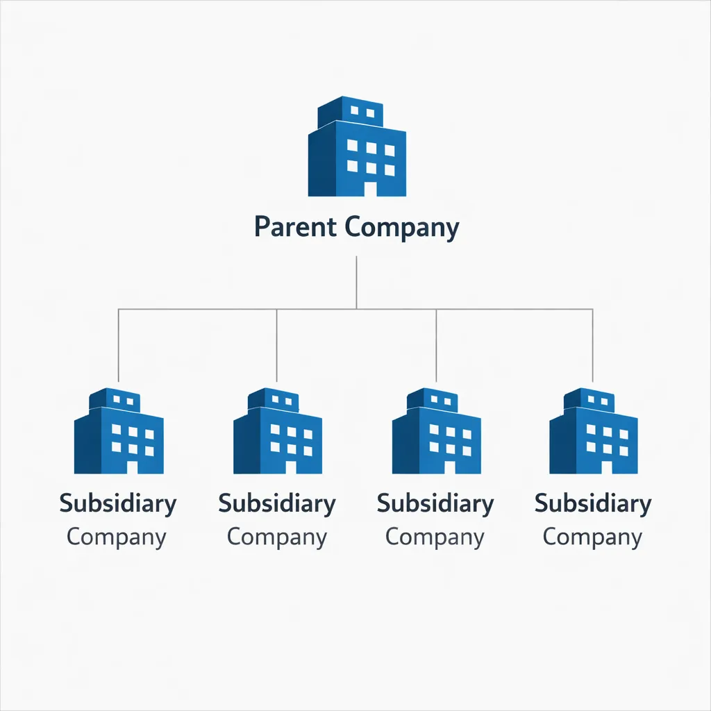 Holding company structure in Dubai showing parent company and subsidiaries