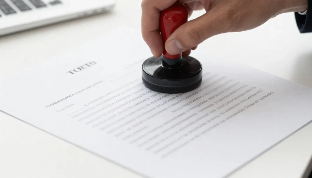 Notarized local service agent agreement being signed in Dubai.