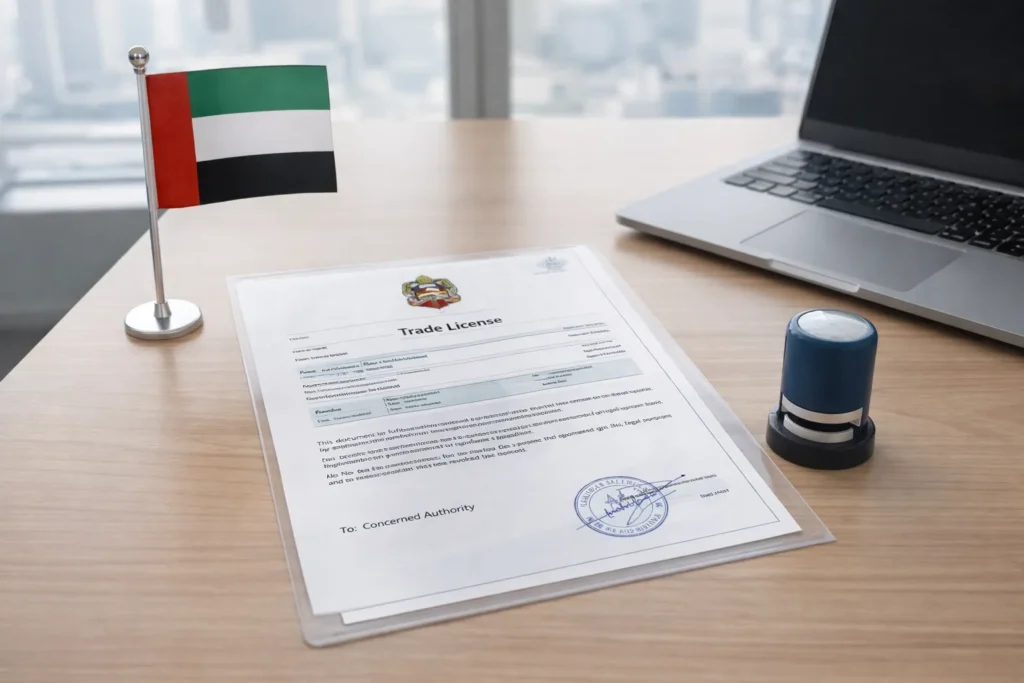 Dubai mainland business licence allowing companies to operate across the UAE