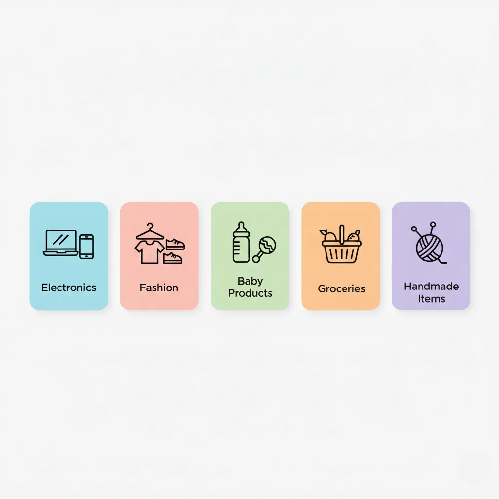 Different product categories sold on online marketplaces in UAE