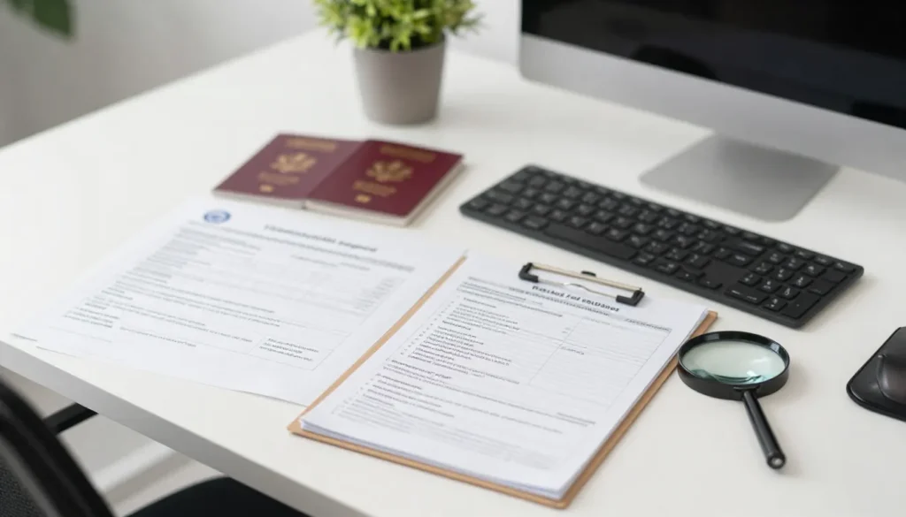 UAE offshore company compliance documents and regulatory checklist on desk.