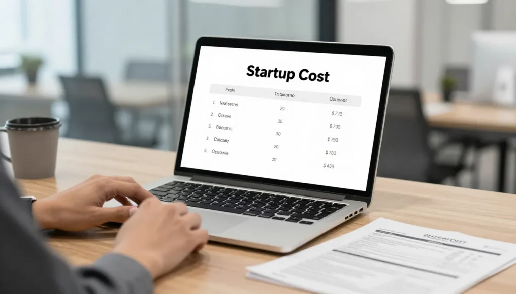 Entrepreneur reviewing sole proprietorship license fee structure in Abu Dhabi.