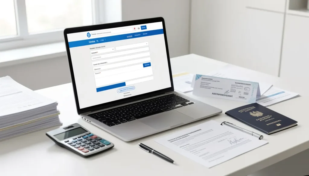 Online UAE corporate tax registration form with business documents and trade license
