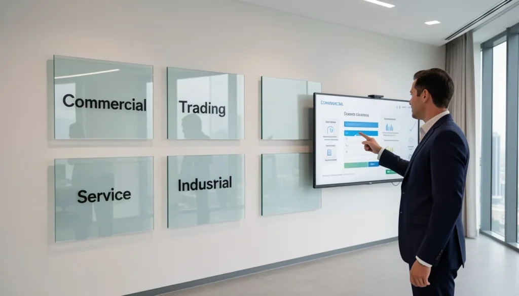 Meydan Free Zone license categories including commercial, trading, service and industrial business activities