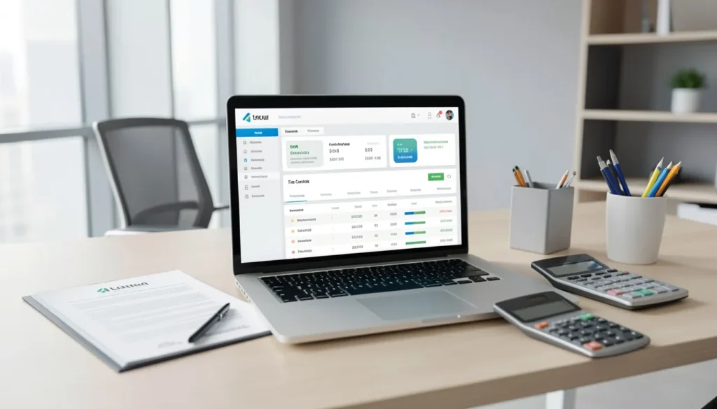 Workspace scene illustrating small business tax compliance and corporate tax information.