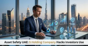 Asset Safety strategy using holding company structure in UAE with investor reviewing protected assets