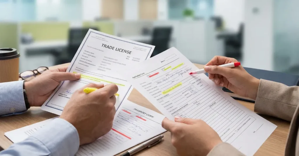 Business Bank Account rejection due to incorrect documentation and paperwork errors in UAE