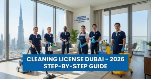 Professional cleaning team representing a Cleaning License Dubai business providing residential cleaning services