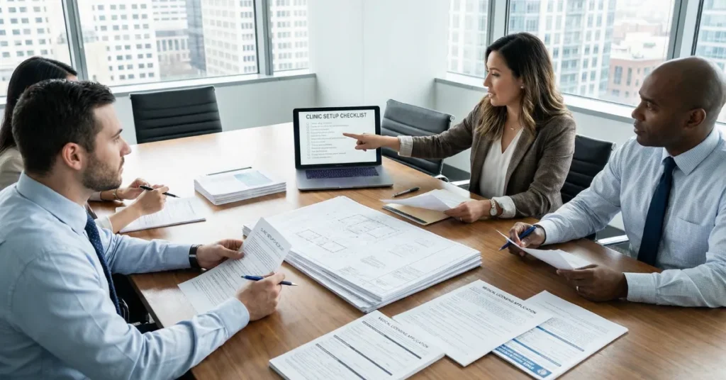 DHA Clinic License process steps with healthcare business planning and documentation in Dubai