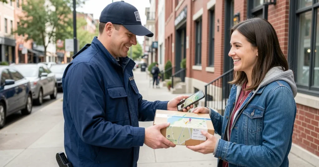 Delivery Business in Dubai operations with driver completing last mile delivery and tracking system