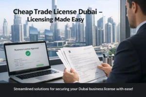 Trade License Dubai Company registration process in modern corporate office environment