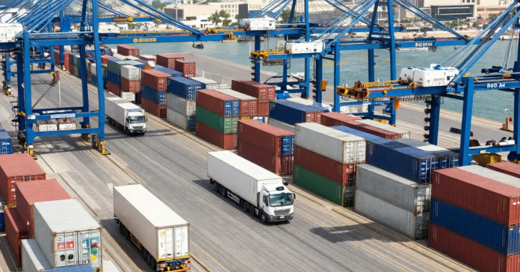 Food Trading Business in Dubai import logistics and global food supply through major shipping ports