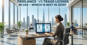 Entrepreneur comparing Freelance Vs Trade License in UAE before starting a business