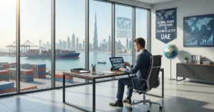 General Trading License Dubai concept showing global trade operations and business setup in UAE