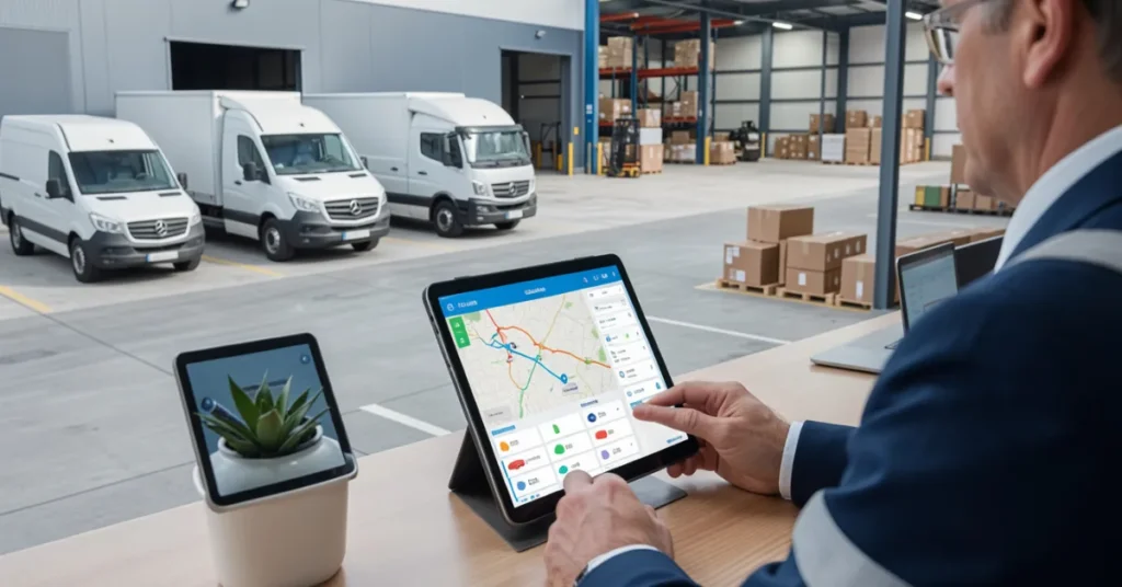 Logistics Company License operations with fleet management and delivery vehicles