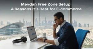 Meydan Free Zone e-commerce business setup in Dubai with modern digital workspace