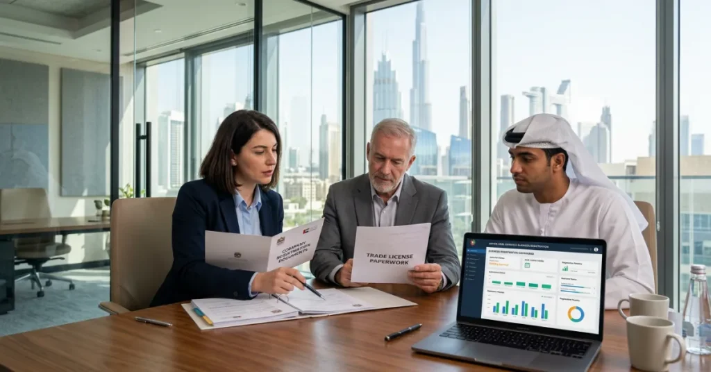 Business registration and license documentation managed through PRO Services in UAE