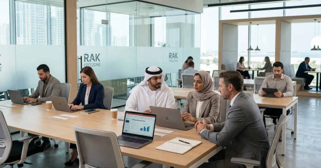 RAKEZ free zone workspace illustrating RAK Business Setup Costs and flexible office packages