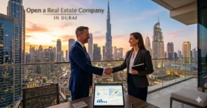 Real Estate Company in Dubai showcasing corporate property investment and brokerage services in Downtown Dubai skyline