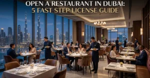 Restaurant in Dubai luxury interior dining experience with skyline view