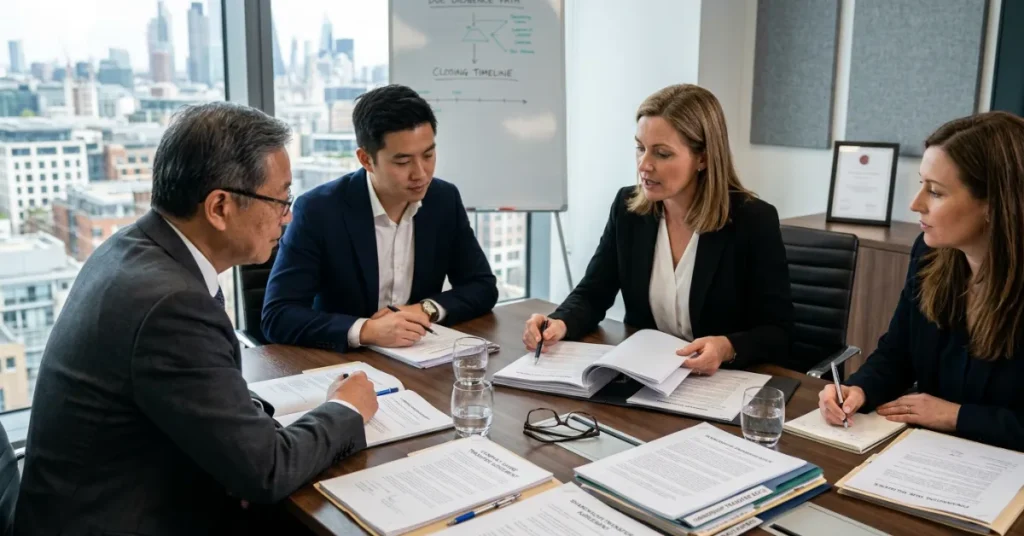 Business partners reviewing legal ownership transfer documents as part of Succession Planning strategy