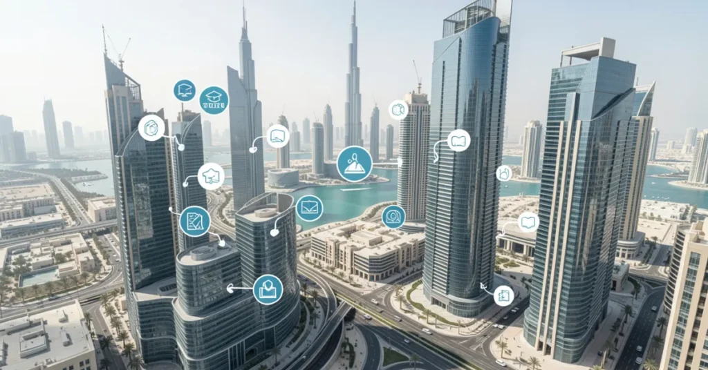 Training Institute in Dubai locations showing education hubs and business districts for training centers