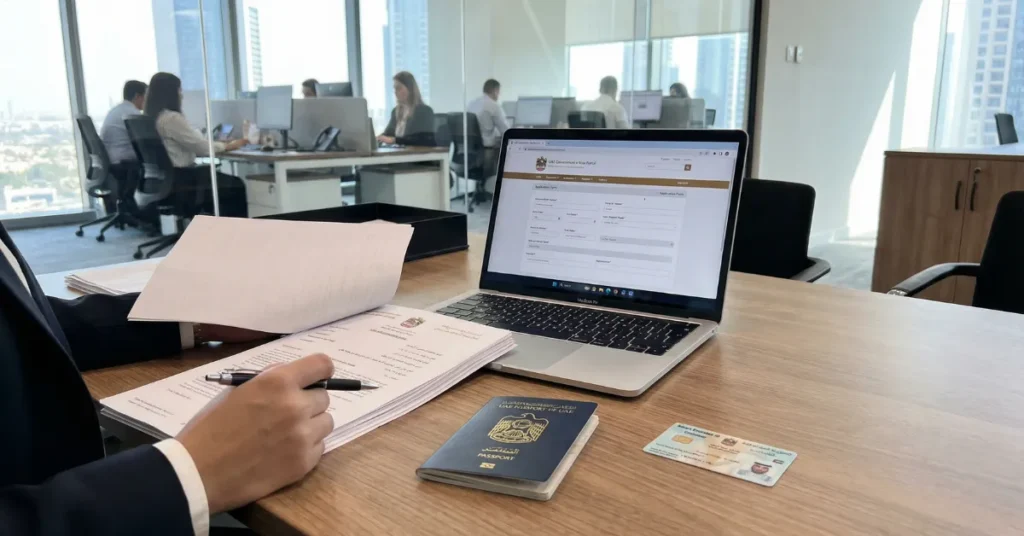 “Step by step UAE Golden Visa application process with documents passport and Emirates ID”