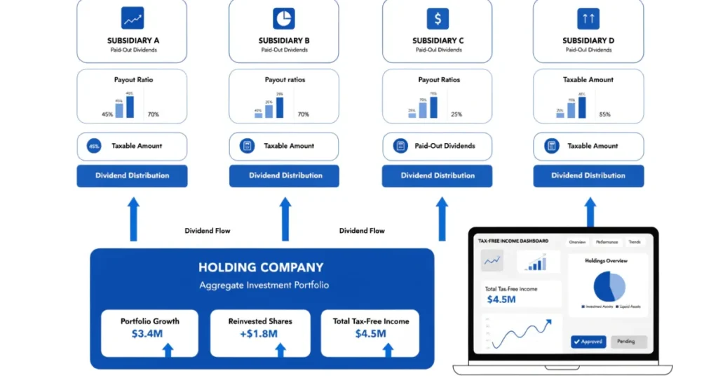 UAE Holding Company dividend exemption strategy showing tax-free income flow from subsidiaries