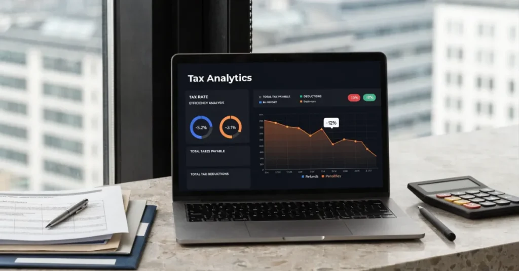 UAE Holding Company tax savings strategy with financial analytics and reduced tax concept