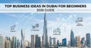 Top Business Ideas in Dubai with modern skyline and startup growth concept
