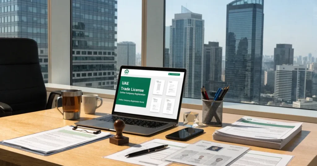 Business in Ajman registration process with company setup documents and trade license application